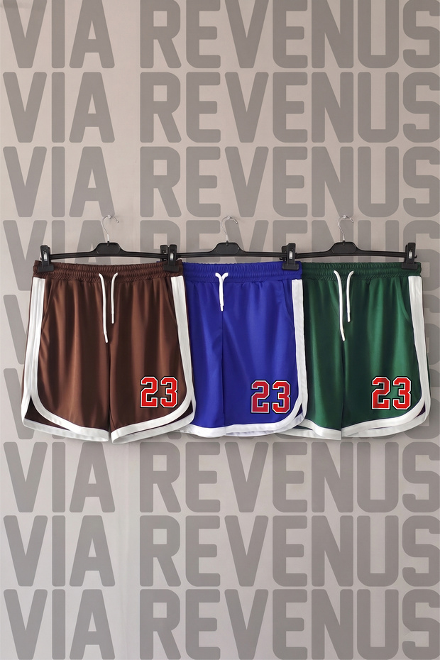23 Printed Unisex Retro Varsity Daily Training Sports Shorts 3-Pack