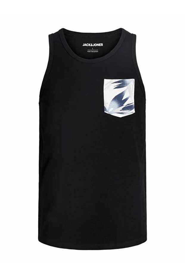 قميص بدون أكمام للرجال باللون الأسود من Jjhonolulu Pocket Aop Tanktop Sl