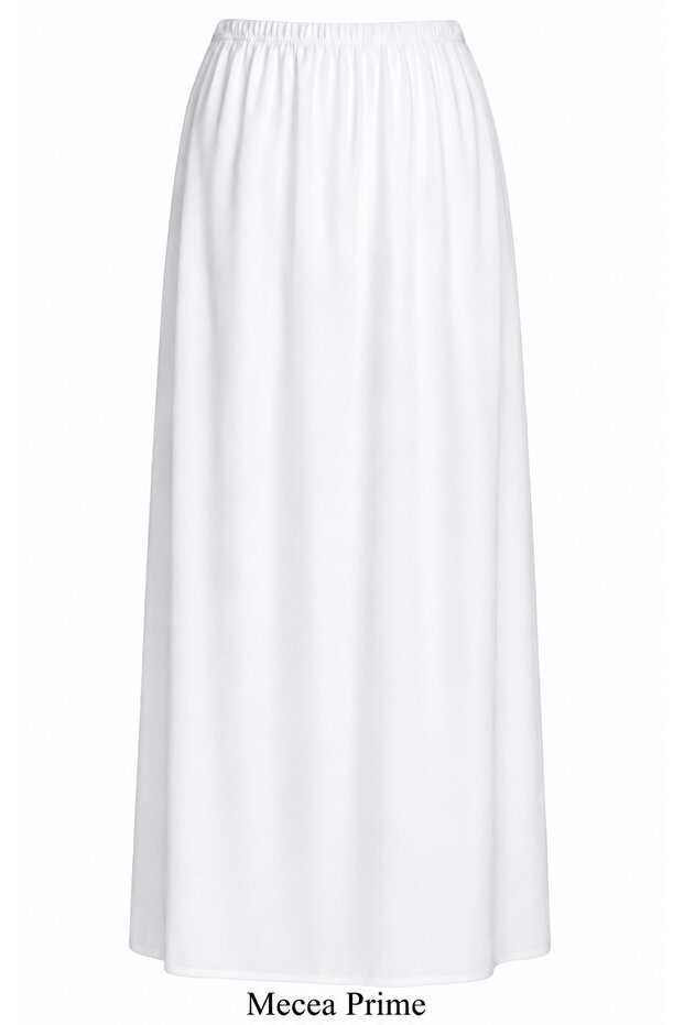 Long Skirt Lining White – Knitted Fabric Lycra Non-Slip Inner Skirt Lining – Flexible Waist Elastic for Hijab Combination