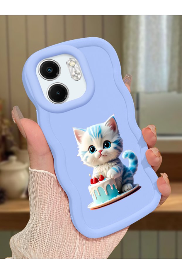 Infinix Smart 9 Compatible Case Camera Protector Blue Silicone Couple Phone Case Cat Pattern