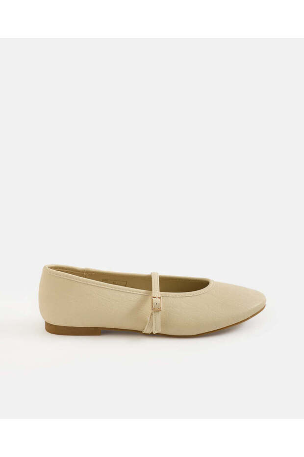 Women Cream Textured Ballerinas