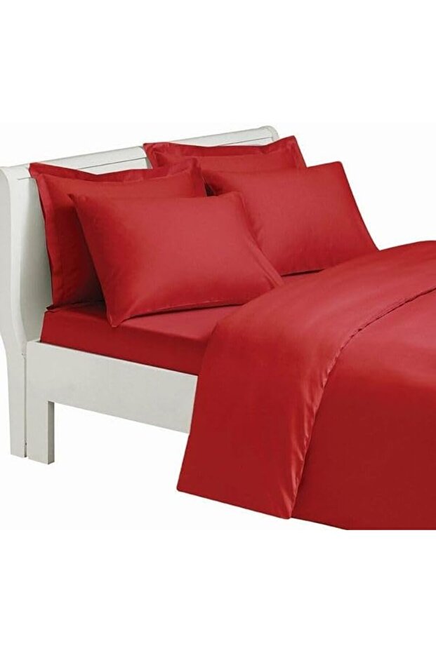 مجموعة شراشف مطاطية قطنية مزدوجة الحجم من mht shop باللون الأحمر - 140x190 (أحمر) 1153243