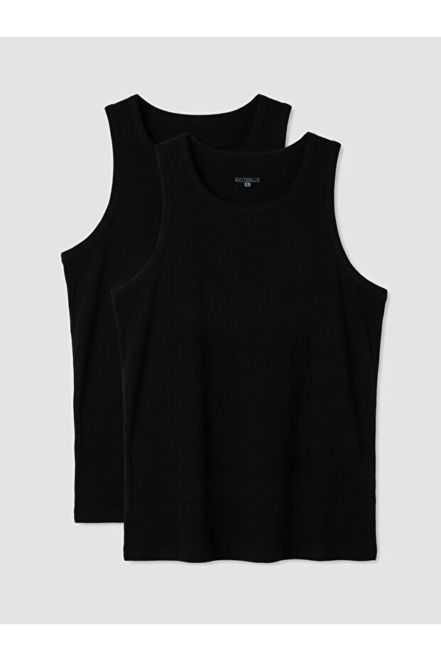 Ozmarka New Season Black U-Neck Men's Undershirt 2-Piece Set