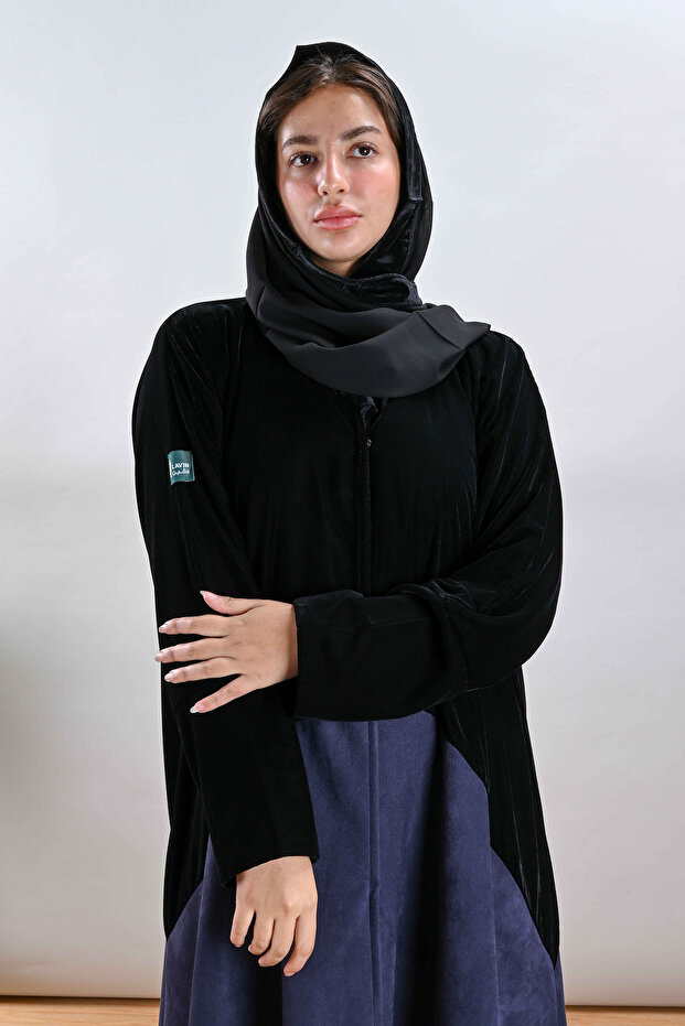 عباية مخمل شتوي بتدخيلة قماش شمواه كحلي