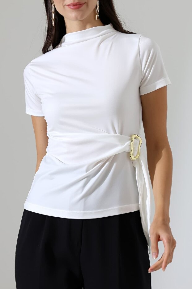Women's Sandy Buckle Draped Blouse
