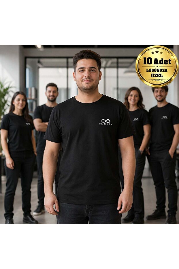 10 Black Plus Size T-Shirts Customized with Your Logo - Cotton Unisex Corporate Plus Size T-Shirts