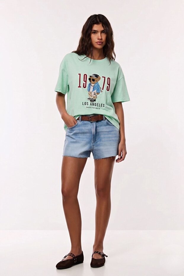 Patterned Oversize T-Shirt Mint