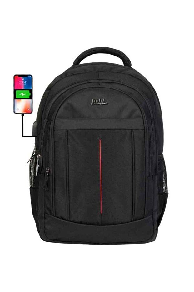 Unisex Black Waterproof Daily Backpack with Pocket