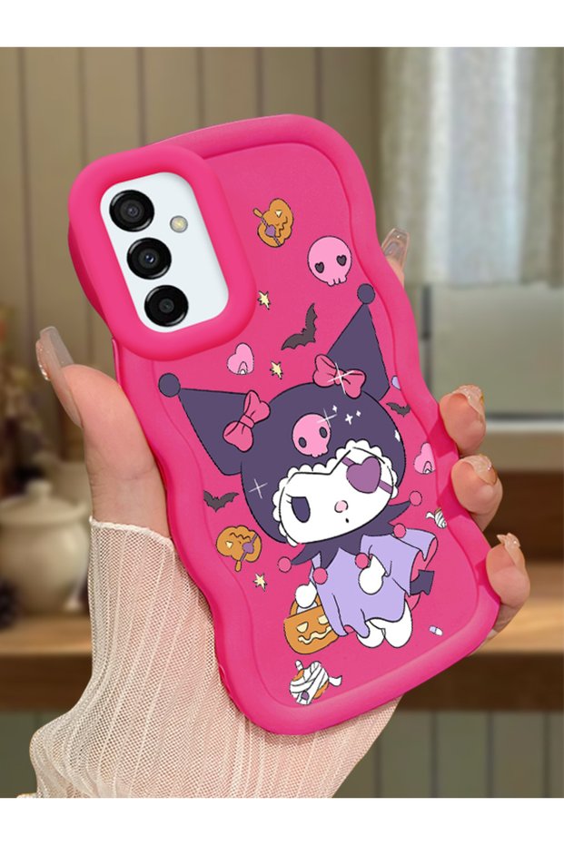 Samsung Galaxy M23 Compatible Case Camera Protector Red Silicone Couple Phone Case Cartoon Pattern