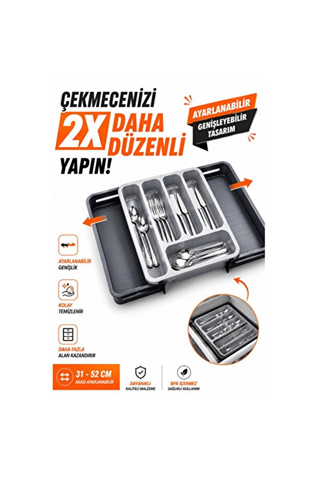 Double-Sided Adjustable Organizer Drawer Spoon Holder Space-Saving