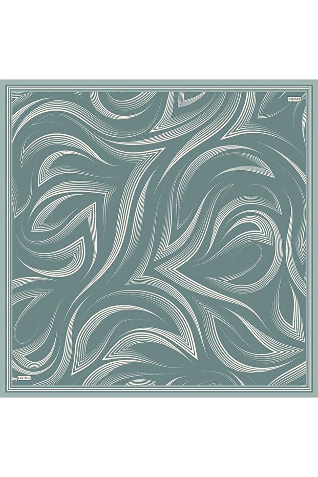 Mint Green Soft Wave Patterned Twill Silk Scarf