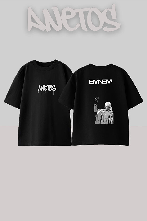 Eminem Rapper_6 Design Printed Unisex Oversize Black Tshirt