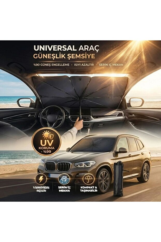 Premium Foldable Car Windshield Sunshade – Umbrella Type Auto Sunshade, Uv Protected Heat-Insulating Front