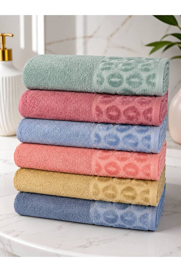 6-Pack Bade Partial Velvet Hand & Face Towels 50X90Cm.