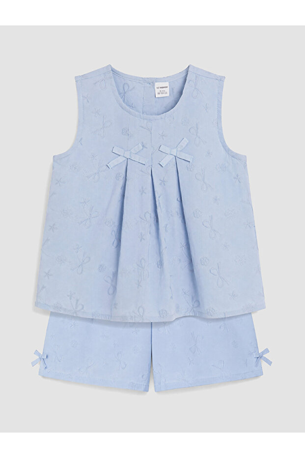 Blue Embroidered Girls' Set