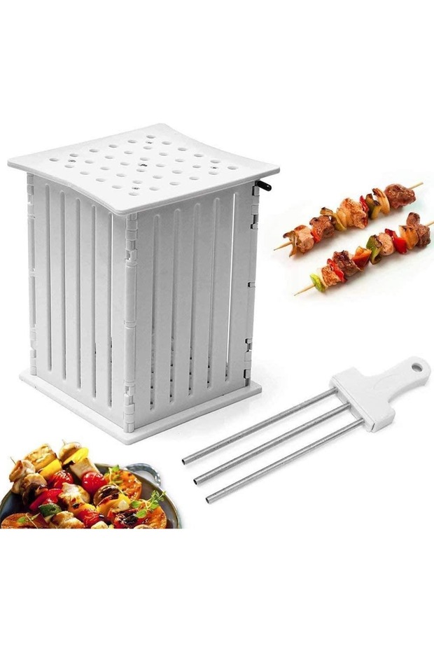 Kebab Maker Box – White One Size, Manual Kebab Mold Tool for Homemade Kebabs, Kofta, Seekh Kebab & BBQ Preparation