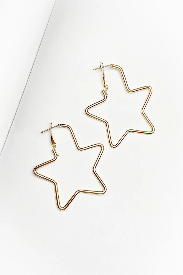 Star Model Gold Color Earrings