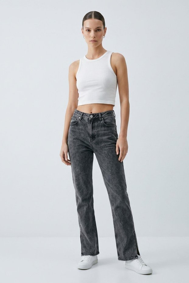 Smoked High Waist Jeans with Slits 578