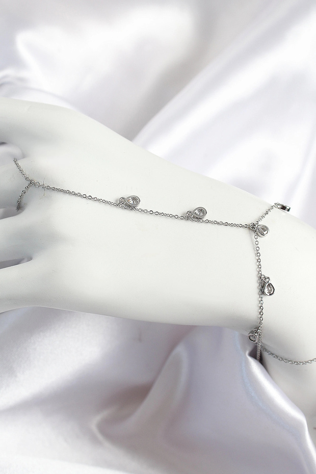 Brass Zircon Stone Hanging Drop Model Silver Color Women's Shahmeran