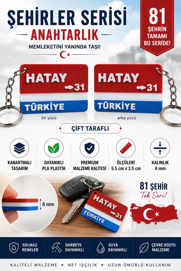 Hatay 31 Keychains - Cities Series Province Country Keyring