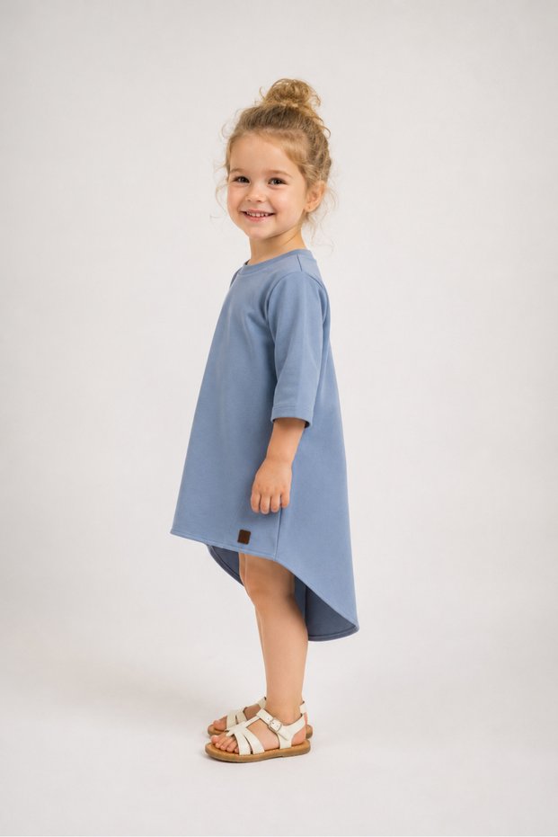 100% Cotton Asymmetrical Girls' Combed Cotton Dress 4137