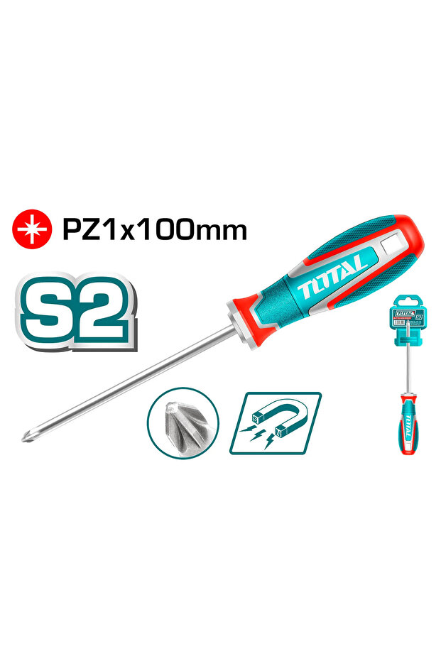 مفك براغي يد ربر نوع اول PZ1X100mm مصالب TSDPZ1100 توتال