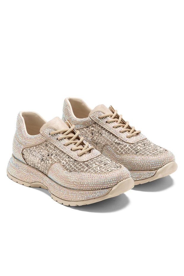Women's Special Design Mesh Stone Embroidered Orthopedic Sports Shoes 24010