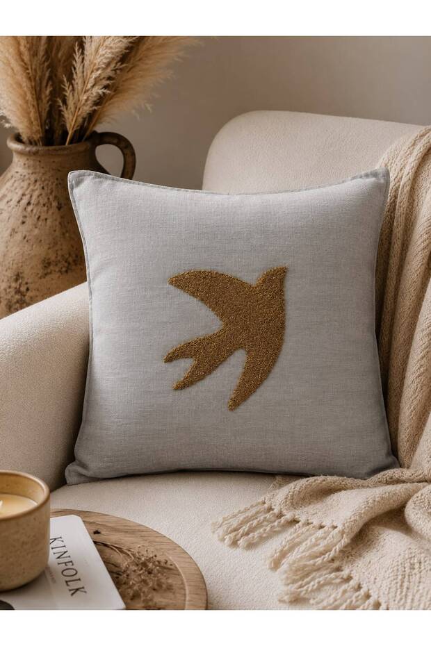 Punch Embroidered Cushion Cover 45X45 cm | Swallow | Home | Anchor | Flower | Patterned