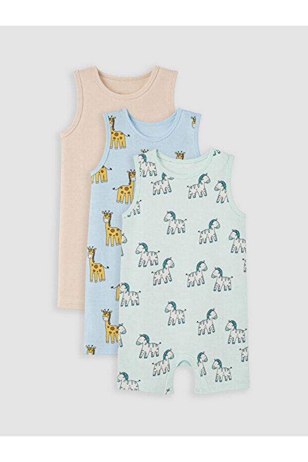 Esvab • Modern & Distinctive Printed Baby Boy Combed Cotton Jumpsuit 3-Piece Set