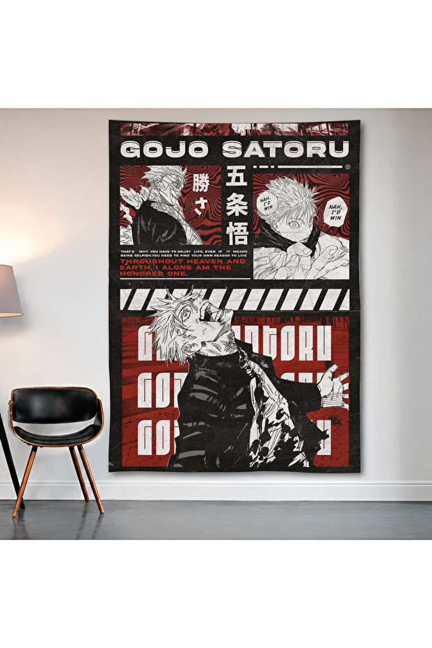 Gojo Satoru Jujutsu Kaisen Wall Covering Wall Tapestry First Quality Satin Fabric Poster
