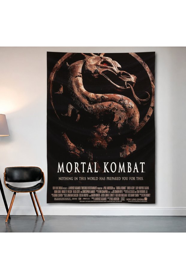 Mortal Kombat Dragon Wall Covering Wall Tapestry First Quality Satin Fabric Poster