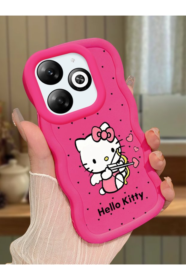 Infinix Hot 40I Compatible Case Camera Protector Red Silicone Couple Phone Case Kitty Pattern