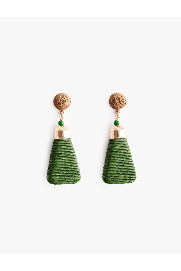Straw Earrings with Hanging Bead Detail - X Melis Ağazat