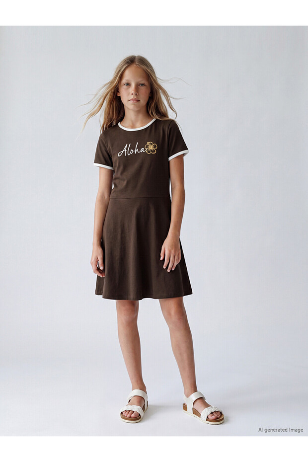 Nevavm Oval Collar Printed Girl's Dress with a Difference