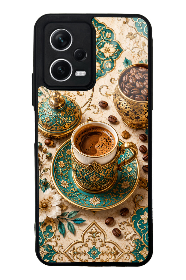 Xiaomi Redmi Note 12 5g Glossy Phone Case with Turquoise Ottoman Coffee Design