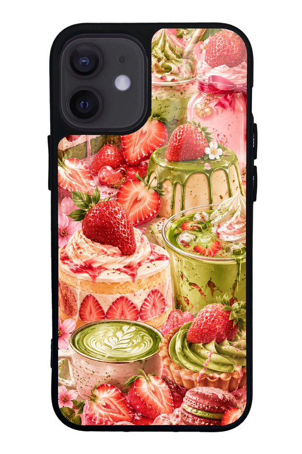 iPhone 12 Mini Strawberry Matcha Fantasy Design Glossy Phone Case
