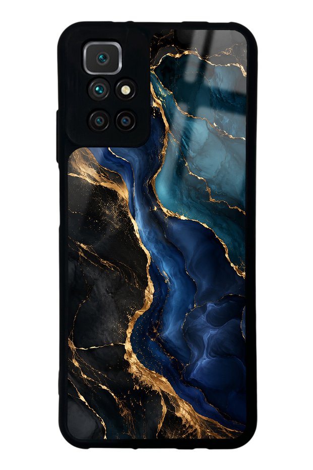 Xiaomi Redmi 10 Glossy Phone Case with Midnight Sapphire Marble Design