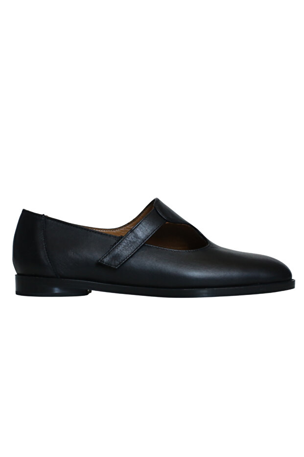 Black Leather Women's Ballerinas
