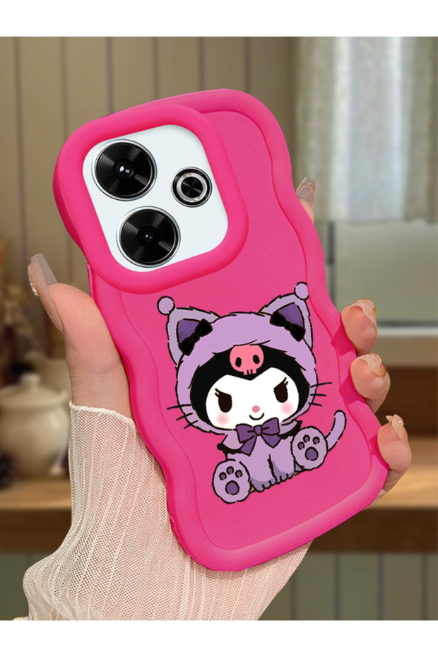 Redmi 13 4g Compatible Case with Camera Protector Red Silicone Couple Phone Case Kuromi Pattern