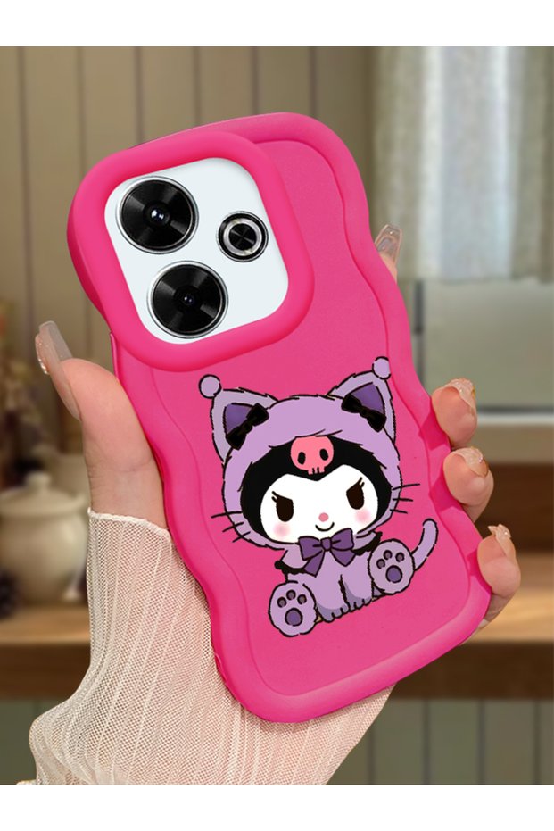 Redmi 13 Compatible Case Camera Protector Red Silicone Couple Phone Case Kuromi Pattern