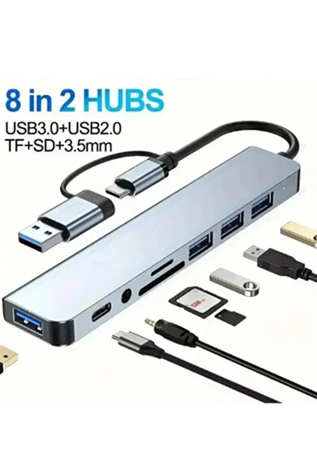 8 in 1 USB C Hub 8In1 7in2 7in1 Type C 3.1 To 4K HDMI Adapter with RJ45 SD/TF Card Reader PD Fast Ch