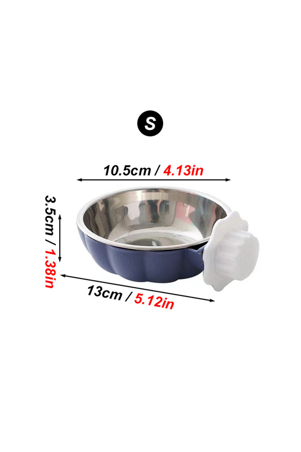 Blue S Movable Lifting Pet Hanging Food Bowl Pumpkin Shaped Stainless Steel Water Bowl for Rabbit Ha