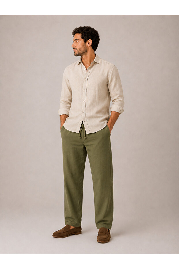 EVRANO 100% Linen Regular Fit Pants إفرانو | بنطلون كتان 100% بقصة Regular Fit