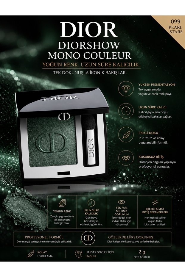 Diorshow Mono Color Intense Pigmented Creamy Powder Form Lasting Single Eyeshadow 2 g