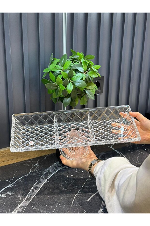 Glass-Legged Divided Presentation Plate - 40 cm