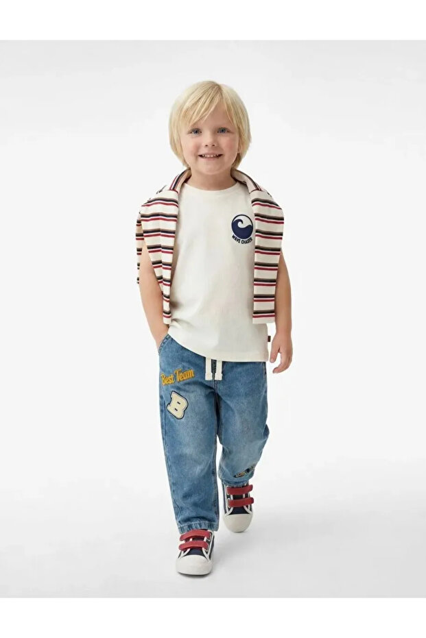 Drawstring Waist Pocketed Processing Detailed P Cotton U D Denim Trousers