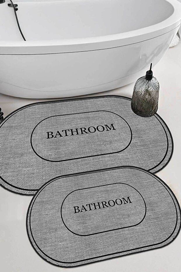 Washable Jute Look Double Bath Mat Set