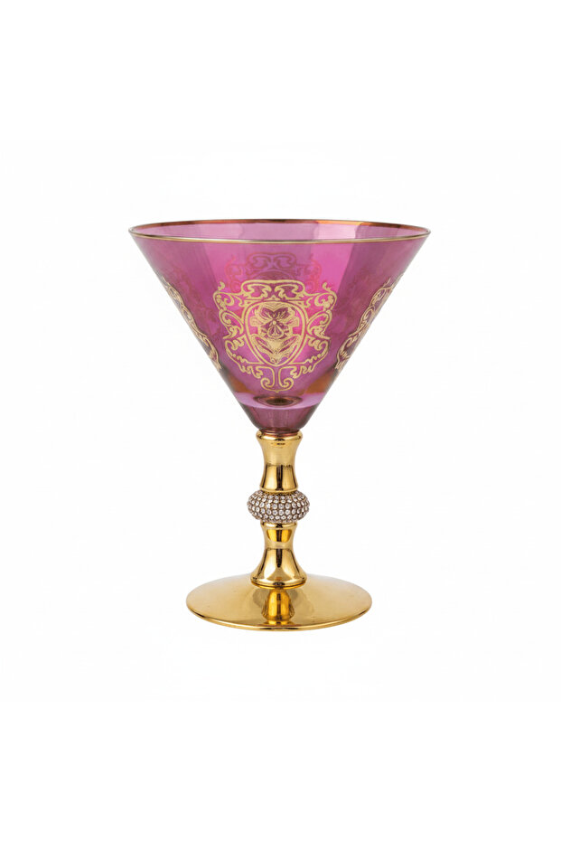 6-Piece Luxury Wine Glass Set - Pink & Gold - 15×12 cm