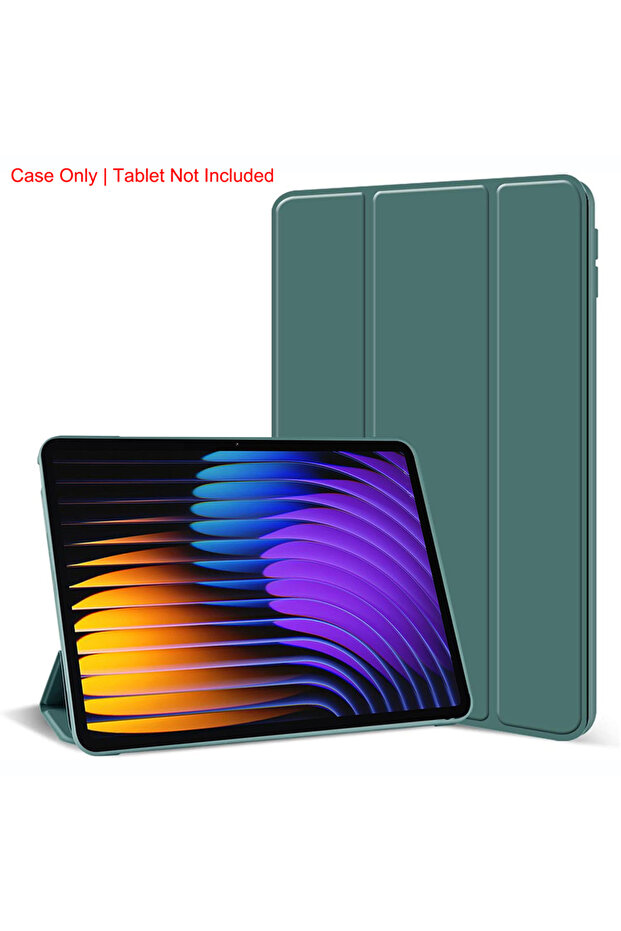 Xiaomi Pad 7 YT Dark Green Tri-fold Flip Case For Pad 7/Pad 7 Pro 11.2 inch 2024 Magnetic Stand PU