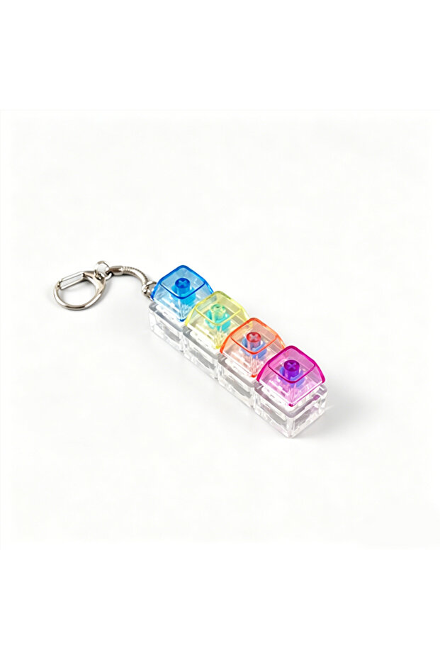 4Keys Colorful-1PC LED Light Keyboard Keychain Fidget Toy Clickable Button Stress Relief Portable De
